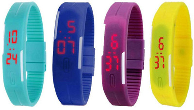 

Kissu Led Magnet Band Combo of 4 Sky Blue, Blue, Purple And Yellow Watch - For Men & Women