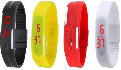 

Kissu Led Magnet Band Combo of 4 Black, Yellow, Red And White Watch - For Men & Women