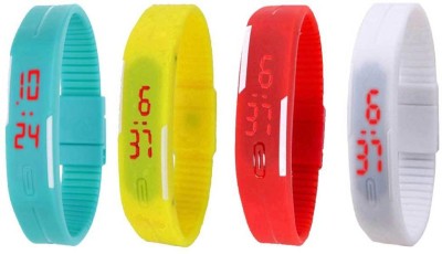 NS18 Silicone Led Magnet Band Combo of 4 Sky Blue, Yellow, Red And White Digital Watch  - For Boys & Girls   Watches  (NS18)