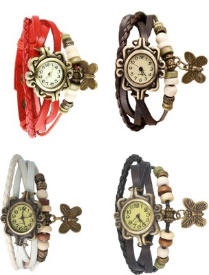 NS18 Vintage Butterfly Rakhi Combo of 4 Red, White, Brown And Black Analog Watch  - For Women   Watches  (NS18)
