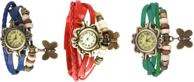 NS18 Vintage Butterfly Rakhi Watch Combo of 3 Blue, Red And Green Analog Watch  - For Women   Watches  (NS18)