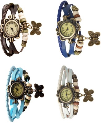 NS18 Vintage Butterfly Rakhi Combo of 4 Brown, Sky Blue, Blue And White Analog Watch  - For Women   Watches  (NS18)