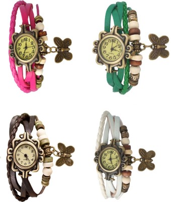 NS18 Vintage Butterfly Rakhi Combo of 4 Pink, Brown, Green And White Analog Watch  - For Women   Watches  (NS18)