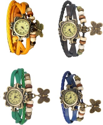 NS18 Vintage Butterfly Rakhi Combo of 4 Yellow, Green, Black And Blue Analog Watch  - For Women   Watches  (NS18)