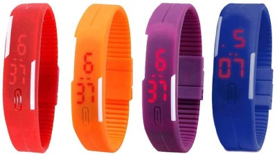NS18 Silicone Led Magnet Band Combo of 4 Red, Orange, Purple And Blue Digital Watch  - For Boys & Girls   Watches  (NS18)