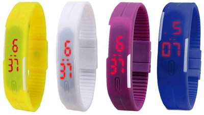

Kissu Led Magnet Band Combo of 4 Yellow, White, Purple And Blue Watch - For Men & Women