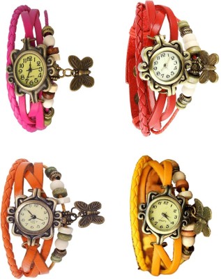 NS18 Vintage Butterfly Rakhi Combo of 4 Pink, Orange, Red And Yellow Analog Watch  - For Women   Watches  (NS18)