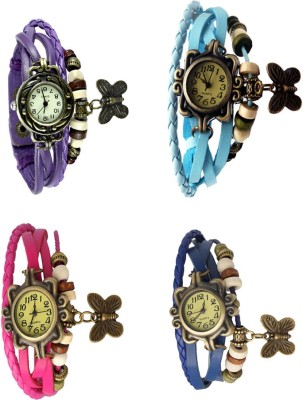 NS18 Vintage Butterfly Rakhi Combo of 4 Purple, Pink, Sky Blue And Blue Analog Watch  - For Women   Watches  (NS18)