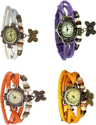 NS18 Vintage Butterfly Rakhi Combo of 4 White, Orange, Purple And Yellow Analog Watch  - For Women   Watches  (NS18)