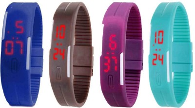 NS18 Silicone Led Magnet Band Watch Combo of 4 Blue, Brown, Purple And Sky Blue Digital Watch  - For Couple   Watches  (NS18)