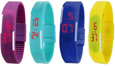 NS18 Silicone Led Magnet Band Combo of 4 Purple, Sky Blue, Blue And Yellow Digital Watch  - For Boys & Girls   Watches  (NS18)