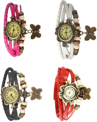 NS18 Vintage Butterfly Rakhi Combo of 4 Pink, Black, White And Red Analog Watch  - For Women   Watches  (NS18)