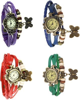 NS18 Vintage Butterfly Rakhi Combo of 4 Purple, Red, Blue And Green Analog Watch  - For Women   Watches  (NS18)