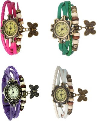 NS18 Vintage Butterfly Rakhi Combo of 4 Pink, Purple, Green And White Analog Watch  - For Women   Watches  (NS18)