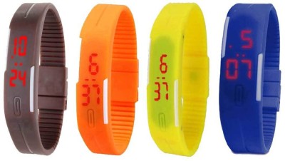 NS18 Silicone Led Magnet Band Combo of 4 Brown, Orange, Yellow And Blue Digital Watch  - For Boys & Girls   Watches  (NS18)