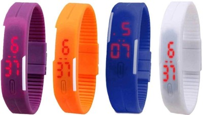 NS18 Silicone Led Magnet Band Combo of 4 Purple, Orange, Blue And White Digital Watch  - For Boys & Girls   Watches  (NS18)