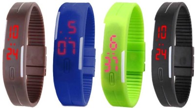 NS18 Silicone Led Magnet Band Combo of 4 Brown, Blue, Green And Black Digital Watch  - For Boys & Girls   Watches  (NS18)