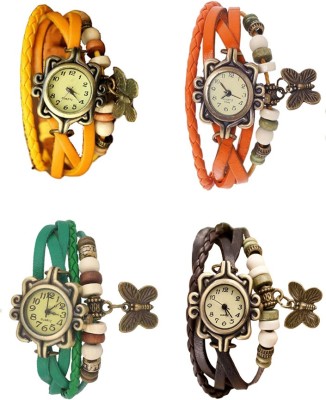 NS18 Vintage Butterfly Rakhi Combo of 4 Yellow, Green, Orange And Brown Analog Watch  - For Women   Watches  (NS18)