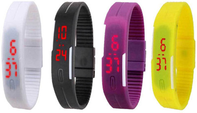 

Kissu Led Magnet Band Combo of 4 White, Black, Purple And Yellow Watch - For Men & Women