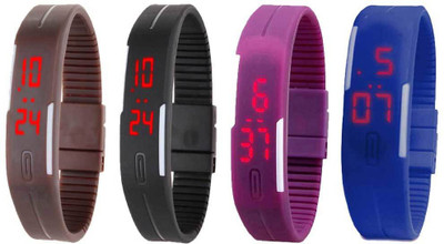 

Kissu Led Magnet Band Combo of 4 Brown, Black, Purple And Blue Watch - For Men & Women