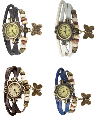 NS18 Vintage Butterfly Rakhi Combo of 4 Black, Brown, White And Blue Analog Watch  - For Women   Watches  (NS18)