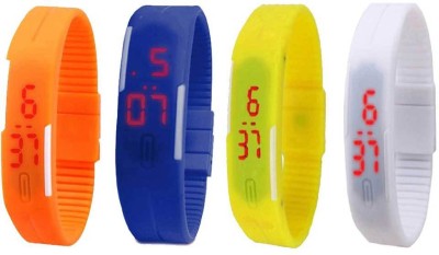 NS18 Silicone Led Magnet Band Combo of 4 Orange, Blue, Yellow And White Digital Watch  - For Boys & Girls   Watches  (NS18)