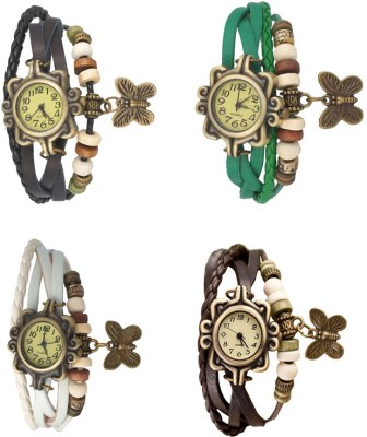 NS18 Vintage Butterfly Rakhi Combo of 4 Black, White, Green And Brown Analog Watch  - For Women   Watches  (NS18)