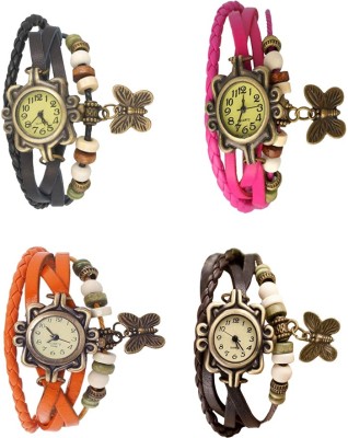 NS18 Vintage Butterfly Rakhi Combo of 4 Black, Orange, Pink And Brown Analog Watch  - For Women   Watches  (NS18)