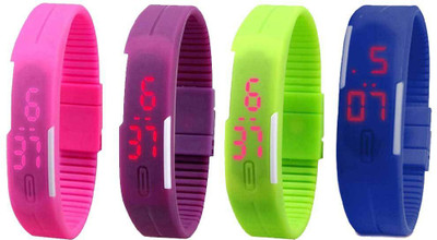 

Kissu Led Magnet Band Combo of 4 Pink, Purple, Green And Blue Watch - For Men & Women