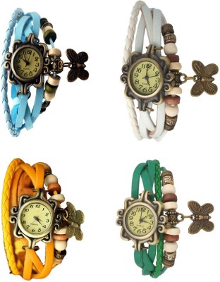 NS18 Vintage Butterfly Rakhi Combo of 4 Sky Blue, Yellow, White And Green Analog Watch  - For Women   Watches  (NS18)