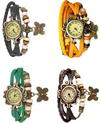 NS18 Vintage Butterfly Rakhi Combo of 4 Black, Green, Yellow And Brown Analog Watch  - For Women   Watches  (NS18)