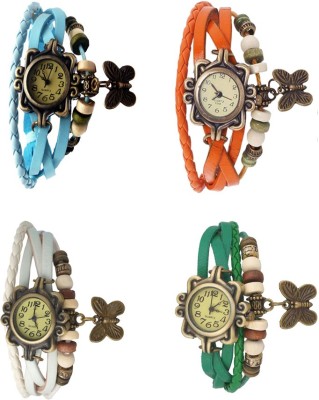 NS18 Vintage Butterfly Rakhi Combo of 4 Sky Blue, White, Orange And Green Analog Watch  - For Women   Watches  (NS18)