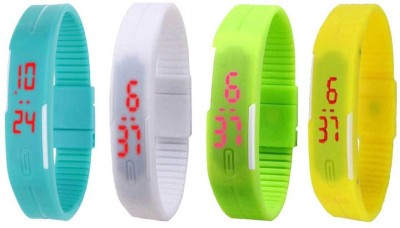 NS18 Silicone Led Magnet Band Combo of 4 Sky Blue, White, Green And Yellow Digital Watch  - For Boys & Girls   Watches  (NS18)