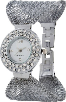 View SPINOZA 01S001 Silver diamond studded on case fancy Analog Watch  - For Girls Wrist Watches Price Online(SPINOZA)