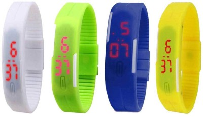 NS18 Silicone Led Magnet Band Combo of 4 White, Green, Blue And Yellow Digital Watch  - For Boys & Girls   Watches  (NS18)