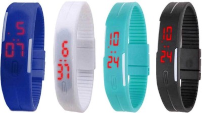 NS18 Silicone Led Magnet Band Combo of 4 Blue, White, Sky Blue And Black Digital Watch  - For Boys & Girls   Watches  (NS18)