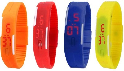 NS18 Silicone Led Magnet Band Combo of 4 Orange, Red, Blue And Yellow Digital Watch  - For Boys & Girls   Watches  (NS18)