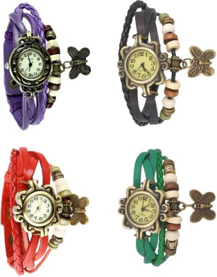 NS18 Vintage Butterfly Rakhi Combo of 4 Purple, Red, Black And Green Analog Watch  - For Women   Watches  (NS18)