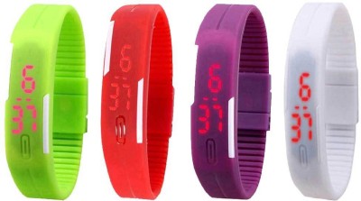 NS18 Silicone Led Magnet Band Combo of 4 Green, Red, Purple And White Digital Watch  - For Boys & Girls   Watches  (NS18)