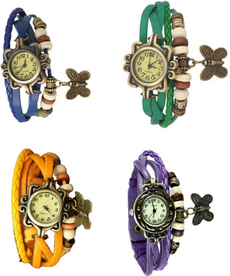 

Kissu Vintage Rakhi Combo of 4 Blue, Yellow, Green And Purple Watch - For Women