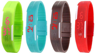 

Kissu Led Magnet Band Combo of 4 Green, Sky Blue, Brown And Red Watch - For Men & Women