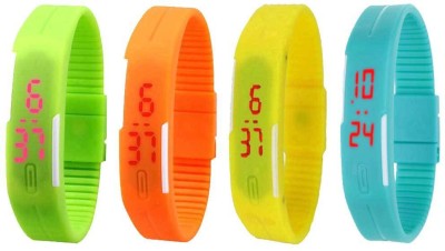 NS18 Silicone Led Magnet Band Watch Combo of 4 Green, Orange, Yellow And Sky Blue Digital Watch  - For Couple   Watches  (NS18)