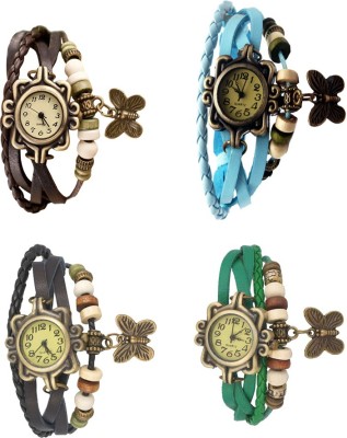 NS18 Vintage Butterfly Rakhi Combo of 4 Brown, Black, Sky Blue And Green Analog Watch  - For Women   Watches  (NS18)