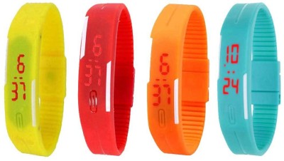 NS18 Silicone Led Magnet Band Watch Combo of 4 Yellow, Red, Orange And Sky Blue Digital Watch  - For Couple   Watches  (NS18)
