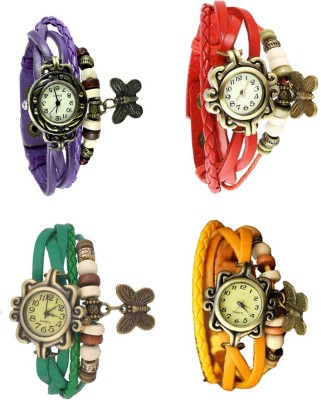 NS18 Vintage Butterfly Rakhi Combo of 4 Purple, Green, Red And Yellow Analog Watch  - For Women   Watches  (NS18)