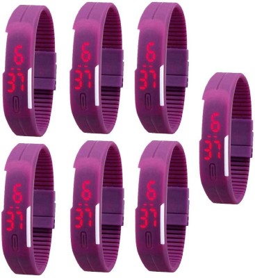 NS18 Silicone Led Magnet Band Combo of 7 Purple Digital Watch  - For Boys & Girls   Watches  (NS18)