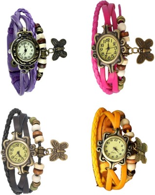 NS18 Vintage Butterfly Rakhi Combo of 4 Purple, Black, Pink And Yellow Analog Watch  - For Women   Watches  (NS18)