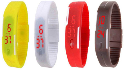 

Kissu Led Magnet Band Combo of 4 Yellow, White, Red And Brown Watch - For Men & Women
