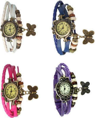NS18 Vintage Butterfly Rakhi Combo of 4 White, Pink, Blue And Purple Analog Watch  - For Women   Watches  (NS18)