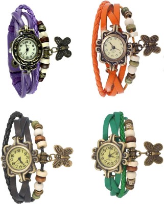 NS18 Vintage Butterfly Rakhi Combo of 4 Purple, Black, Orange And Green Analog Watch  - For Women   Watches  (NS18)
